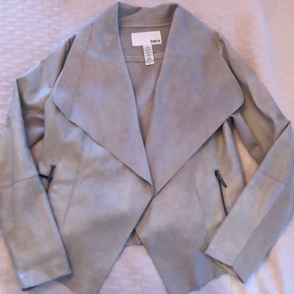 Gray faux leather Bar III coat